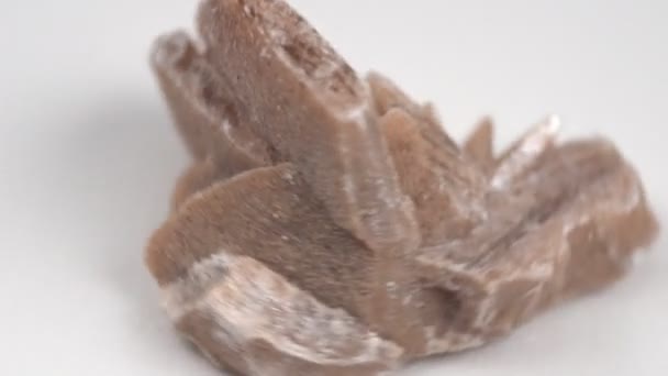 Desert Rose Rock Composed Gypsum Close Crystals Resemble Shape Rose — стоковое видео