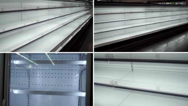Empty Shelves Collage Equipment Retail Stores Black Friday Sale — стоковое видео