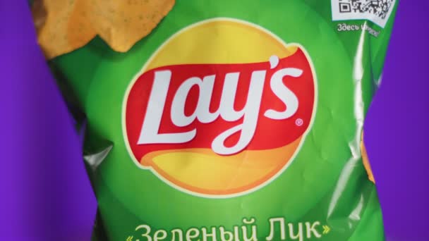 Tyumen Russia January 2023 Lays Potato Chips Popular American Brand — Stock Video