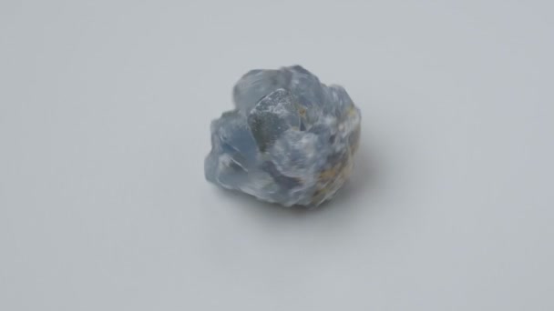 Pedra Mineral Cristal Azul Abstrato Tecnológico Mineral Celestine Fundo Preto — Vídeo de Stock