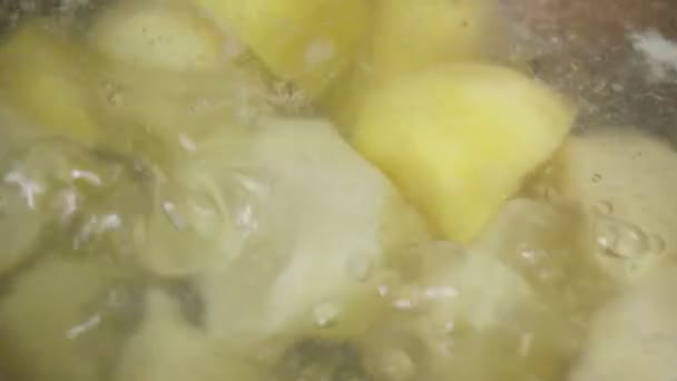 Sıcak Suda Patates Pişiriyorum Yemeği Seçici Odak — Stok video