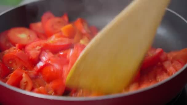 Горячий Кетчуп Томатный Соус Суп Время Приготовления Традиционного Рецепта Органических — стоковое видео