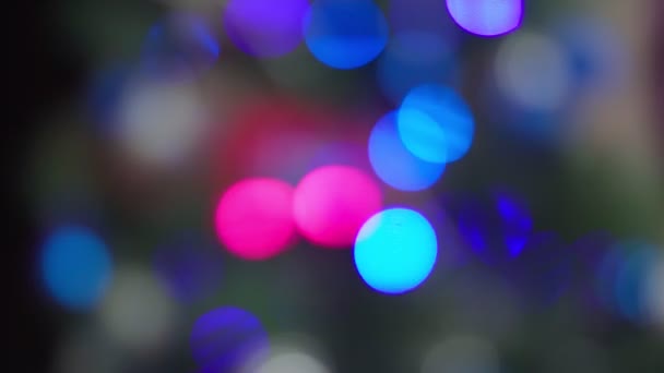 Homály Elszíneződés Háttér Tervezéshez Kék Villám Villogó Labdák Karácsonyfáról — Stock videók