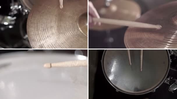Muziekband Collage Drummen Concept Van Creativiteit Van Muziek — Stockvideo