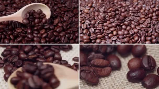 咖啡和烤咖啡豆的结合体 咖啡时间 — 图库视频影像