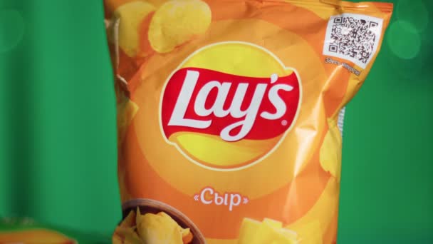 Tyumen Russia January 2023 Lays Popular Brand Potato Chips Close — Vídeo de stock