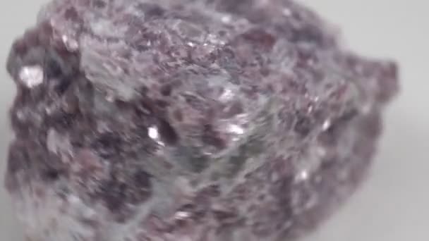 Lepidolite Stone Black Background Being Secondary Source Lithium Used Batteries — Vídeos de Stock