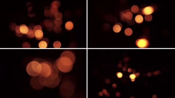 Color Bokeh Balls Fire Festive Glare Defocused Golden Orange Bokeh — Stock Video