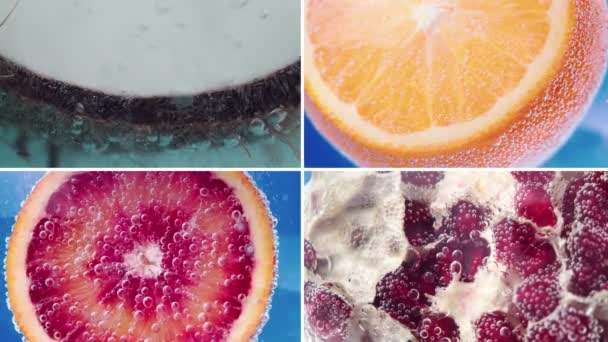 Colección Con Diferentes Frutas Collage Bayas — Vídeo de stock