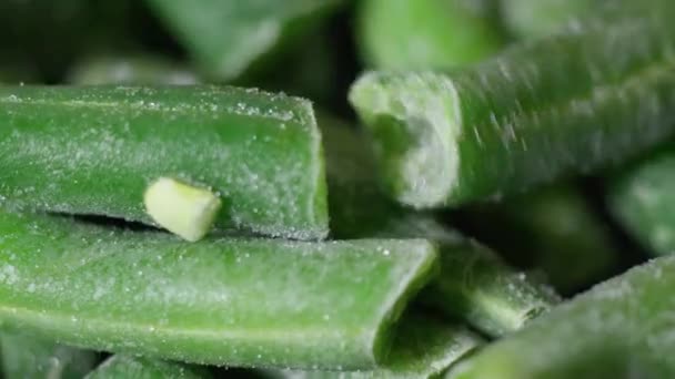 Mrożona Zielona Fasola Koncepcja Zdrowej Żywności Tło Gotowania Zamknij Makro — Wideo stockowe