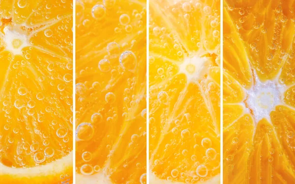 Naranjas Maduras Suculentas Dispuestas Una Pancarta Directamente Collage Frutas —  Fotos de Stock
