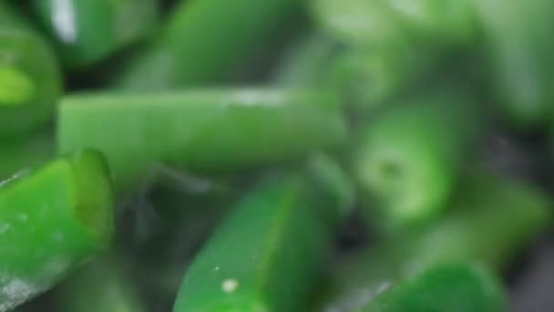 Gröna Bönor Hälsosam Kost Frysta Bönor Vitaminer Selektivt Fokus Närbild — Stockvideo