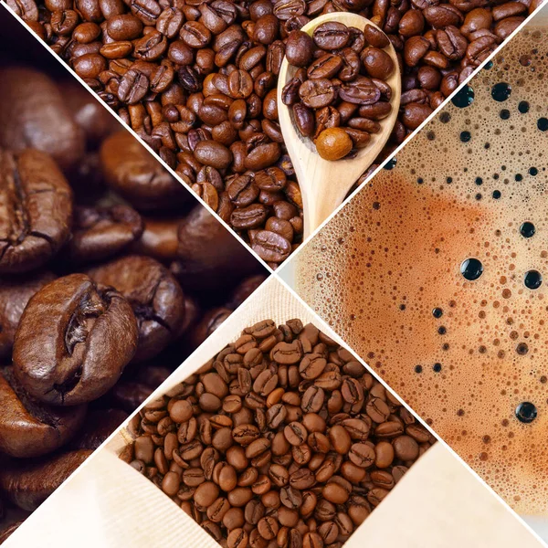 Coffee concept, coffee shop concept photo collage, still life. Banner background. Square photo