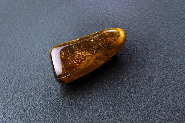 Natural Mineral Stone Tiger Eye Gemstone Black Background — Stock Photo, Image