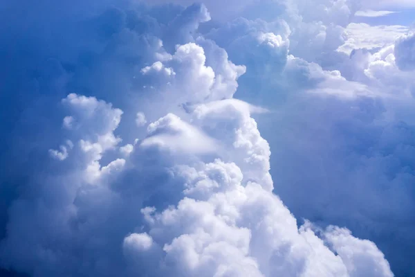 White Cloud Blue Sky See Plane Window Sunny Weather Bird — Stock Photo, Image