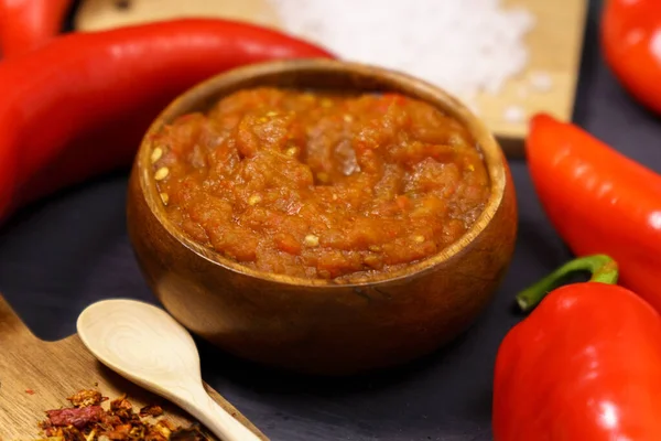 Balkan Snack Bell Pepper Ajvar Eggplant Vegan Food Healthy Eating — Stockfoto