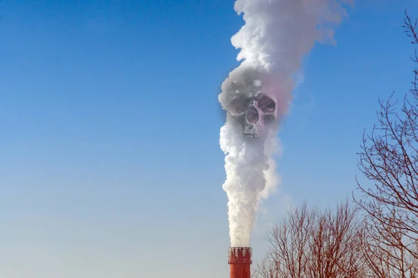 Μόλυνση Του Αέρα Βιομηχανικούς Σωλήνες Καπνίσματος Του Εργοστασίου Επιλεκτική Εστίαση — Φωτογραφία Αρχείου