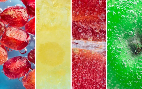 Fondo Frutas Frutas Maduras Mixtas Comida Fresca Colorido Collage Frutas — Foto de Stock