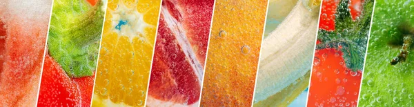 Kolekce Různými Druhy Ovoce Bobulí Zeleniny Koláž Nápis — Stock fotografie