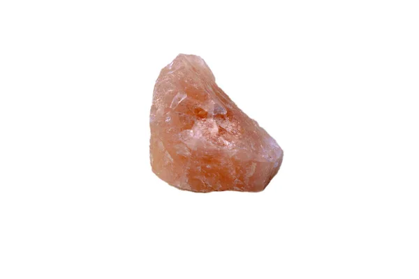 ローズクォーツ 石ケイ酸塩鉱物 切断されていない ピンクがかった色の隔離された白い背景 — ストック写真
