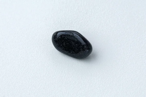 Natural Mineral Rock Specimen Polished Black Onyx Gemstone White Background — Stock Photo, Image