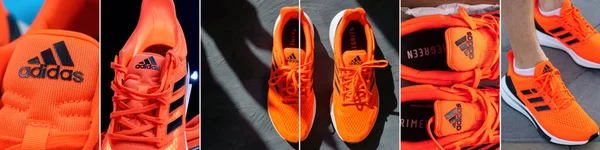 Tyumen Oroszország Január 2023 Narancssárga Cipők Futtatása Adidas Adidas Egy — Stock Fotó