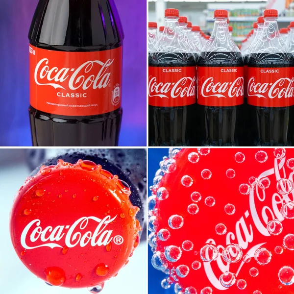 Tyumen Russia January 2023 Coca Cola Collage Banner Company Headquartered — Stock Photo, Image