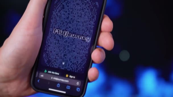 Tyumen Russia March 2023 Midjourney Aplikace Umělé Inteligence Smartphonu Koncept — Stock video