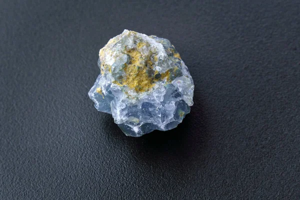 Blue Crystal Mineral Stone Abstract Technological Mineral Celestine Black Backround — Zdjęcie stockowe