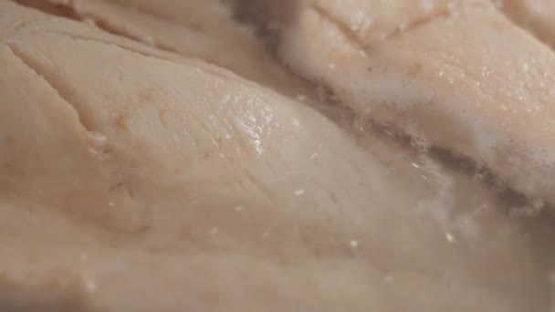 Готовить Варёный Куриный Макро Крупным Планом Суп Здоровый Образ Жизни — стоковое видео