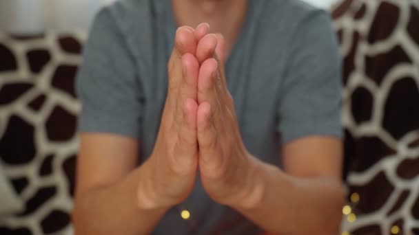 Oração Deus Mãos Estão Rezar Conceito Calmo Desejo Foco Seletivo — Vídeo de Stock