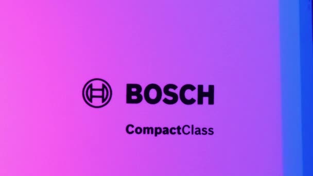 Tyumen Russia August 2023 Bosch Logo Close Bosch German Multinational — Stock Video