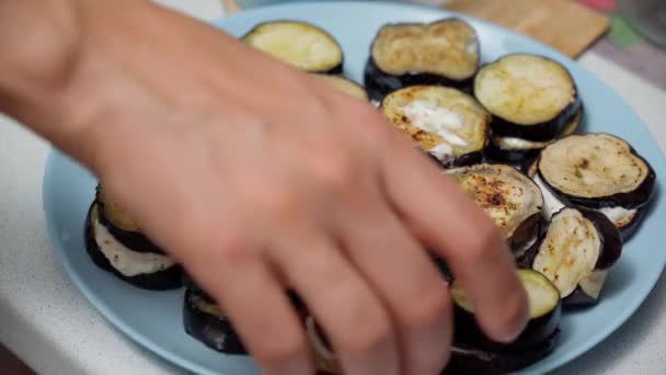 Bakłażan Tureckie Jedzenie Domowej Roboty Wegańskie Jedzenie Gotowanie Domowe — Wideo stockowe