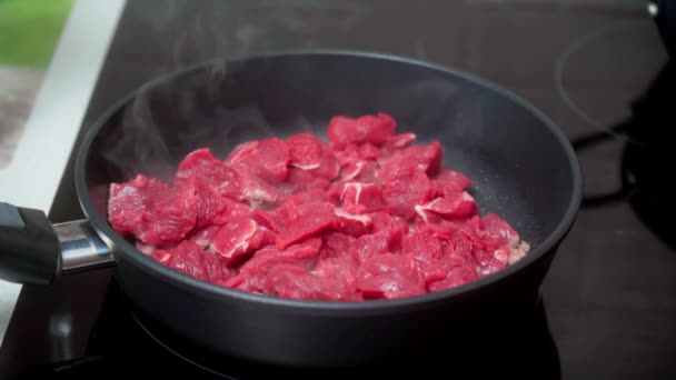 클로즈업에서 쇠고기 조각을 선택적 — 비디오