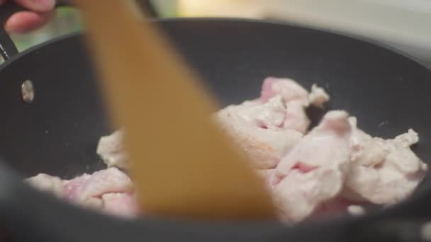 Cucinare Pezzi Tacchino Una Padella Cucinare Cibo Fatto Casa Primo — Video Stock
