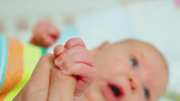 新生婴儿的小手 婴儿期和童年的概念 — 图库视频影像