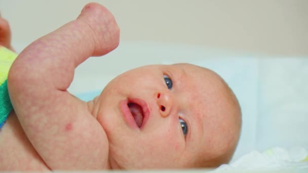 Inocencia Tranquilidad Bebé Recién Nacido Retrato Cerca — Vídeo de stock