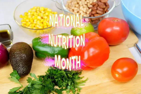 Celebrando Mes Nacional Nutrición Medio Verduras Frescas Preparaciones Culinarias Fotos De Stock