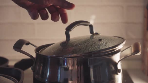Köche Hand Schwebt Kulinarische Kreation Braut Sich Inneren Küchen Weiche — Stockvideo