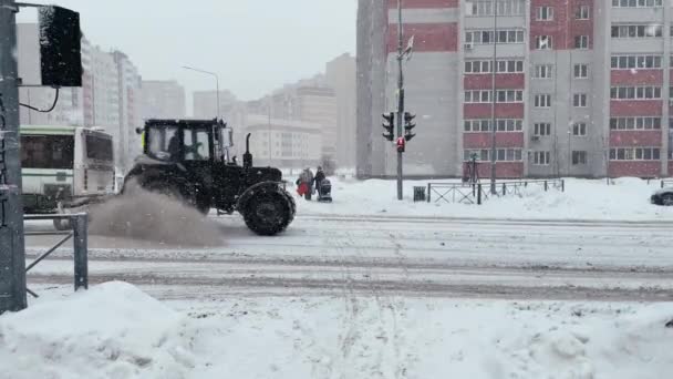 Tyumen Rússia Janeiro 2024 Máquina Remoção Neve Para Remoção Neve — Vídeo de Stock