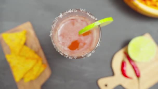Cocktail Mexicain Michelada Base Bière Jus Tomate Concentration Sélective — Video