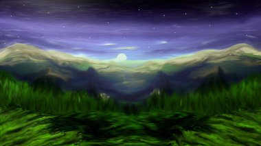 Abstract Landscape Illustration of Mountains and Sky