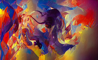 abstract color painting on canvas by  artist,colorful background. 3d rendering