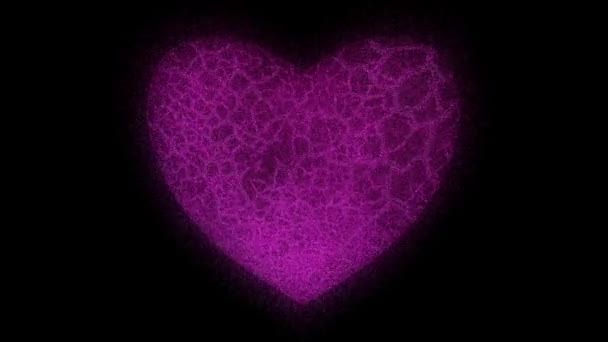 Фіолетове Серце Дрібних Частинок Чорному — стокове відео