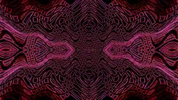 Rood Roze Abstractie Van Kromme Cellen Een Zwart — Stockvideo