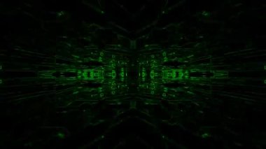 Koyu bir arkaplanda parlayan yeşil ışığa yaklaş. Bu görüntüler bir sonraki kurgunda, projende ya da filminde harika görünecek. Projenizin üretim değerini bir seviye yükseltin.