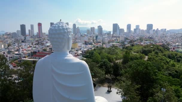 Luftaufnahme Footage Einem Sonnigen Tag Über Big Buddha Von Vietnam — Stockvideo