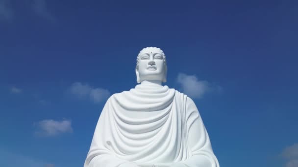 Aerial View Big Buddha Vietnam Big Buddha White Statue Backdrop — Stock Video
