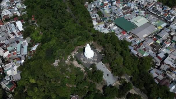 Luftaufnahme Über Den Großen Buddha Von Vietnam Große Weiße Buddha — Stockvideo