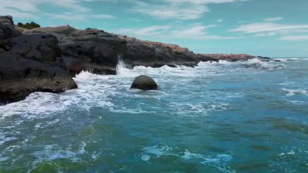 Stor Ocean Vacker Våg Extrem Våg Krossande Kust Stor Ocean — Stockvideo